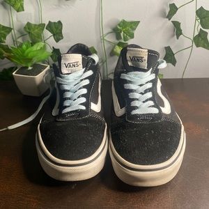 VANS black and white old school with light blue laces